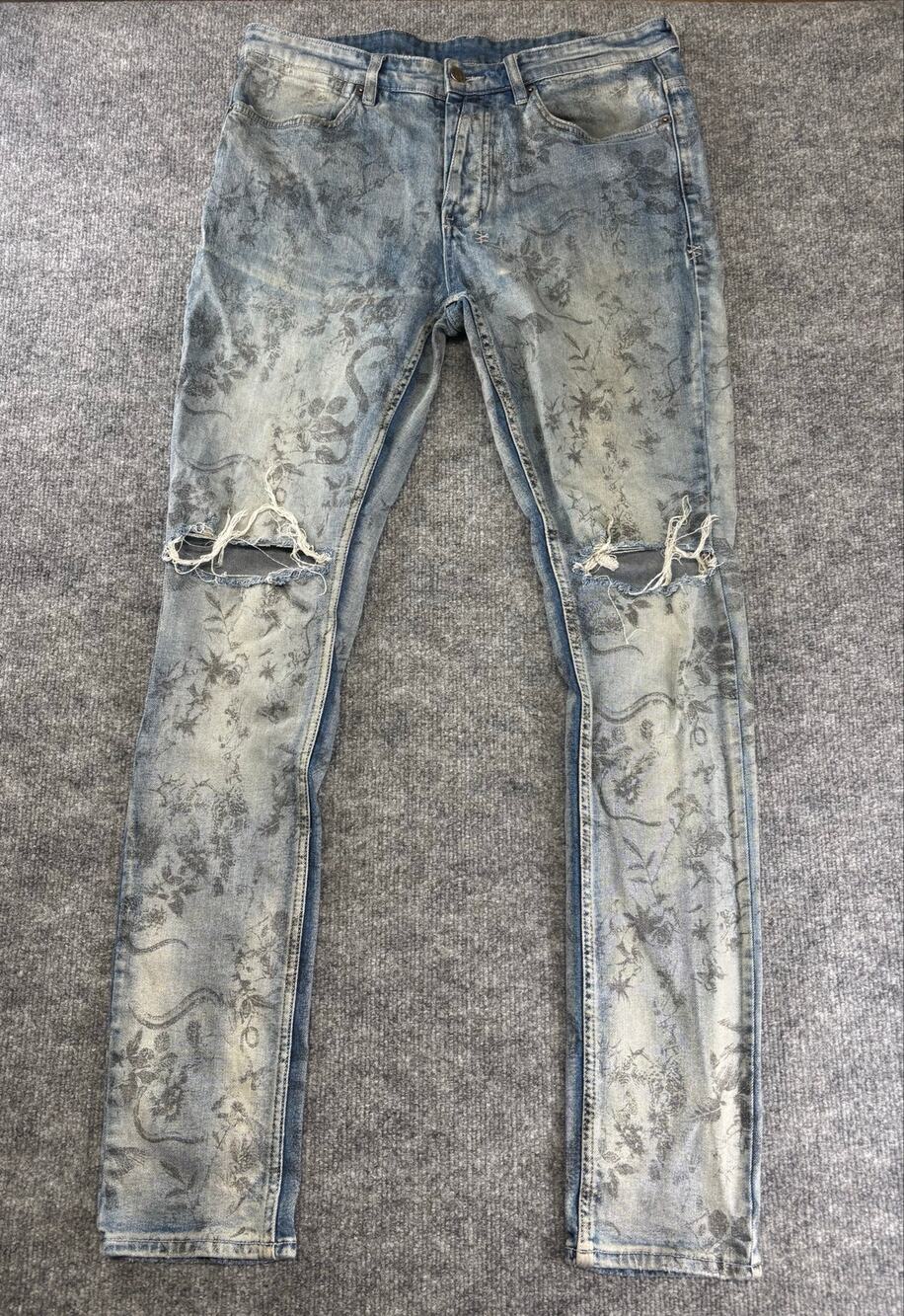 Ksubi Van Winkle Unearthly Jeans Light Blue Distressed Mens Size 34 Slim